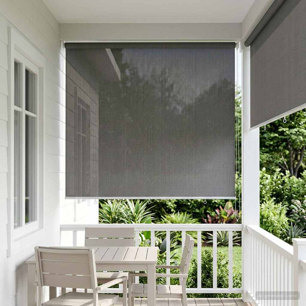 Outdoor Roller Blind 90% UV Block Light Grey 220 x 140 cm HDPE