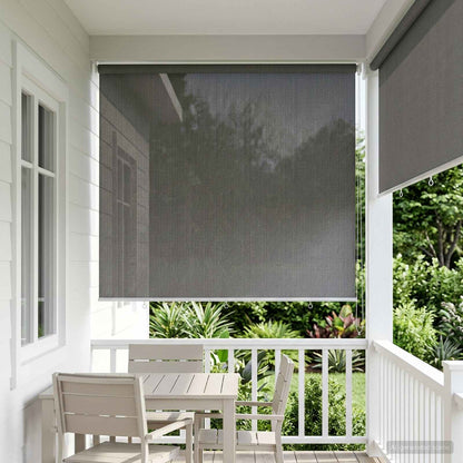 Outdoor Roller Blind 90% UV Block Light Grey 220 x 140 cm HDPE