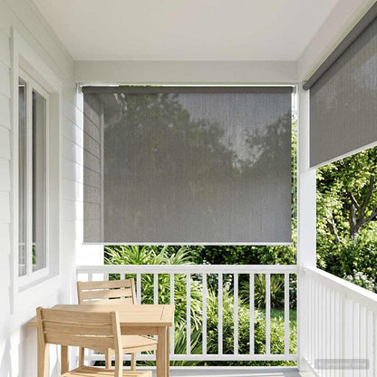 Outdoor Roller Blind 90% UV Block Light Grey 240 x 140 cm HDPE