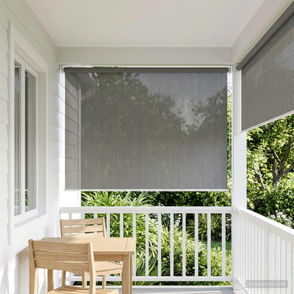 Outdoor Roller Blind 90% UV Block Light Grey 240 x 140 cm HDPE