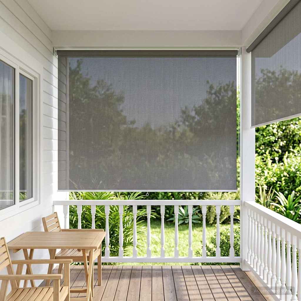 Outdoor Roller Blind 90% UV Block Light Grey 300 x 230 cm HDPE