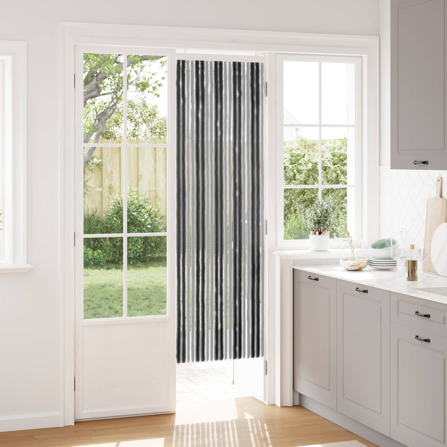Insect Curtain Chenille Grey and Black 56 x 185 cm 100% PP