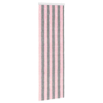 Insect Curtain Chenille Silver Grey and Pink 56 x 185 cm