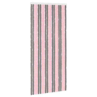 Insect Curtain Chenille Silver Grey and Pink 90 x 200 cm