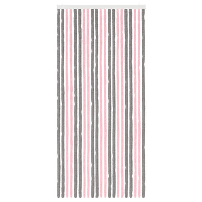 Insect Curtain Chenille Silver Grey and Pink 90 x 200 cm