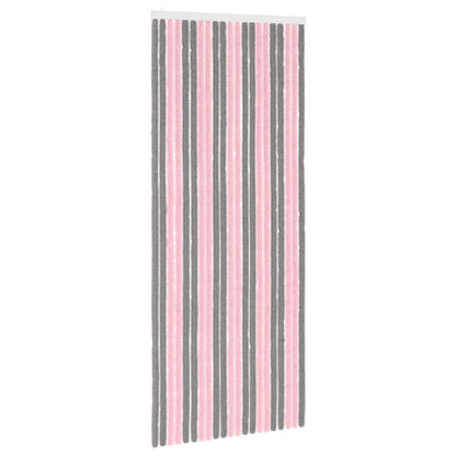 Insect Curtain Chenille Silver Grey and Pink 90 x 220 cm