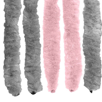 Insect Curtain Chenille Silver Grey and Pink 100 x 200 cm
