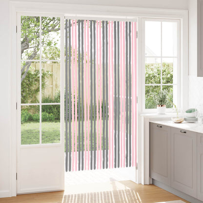 Insect Curtain Chenille Silver Grey and Pink 100 x 200 cm