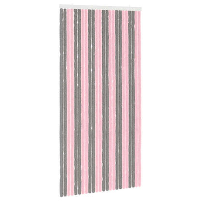 Insect Curtain Chenille Silver Grey and Pink 100 x 200 cm