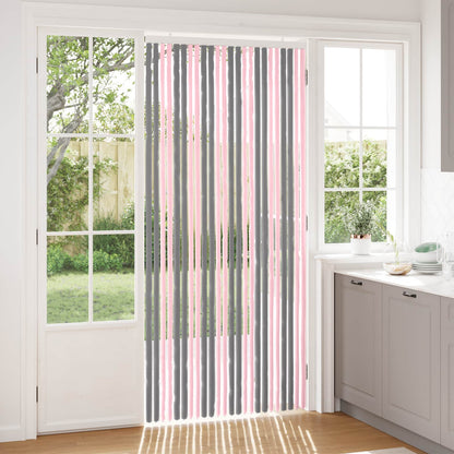 Insect Curtain Chenille Silver Grey and Pink 100 x 220 cm