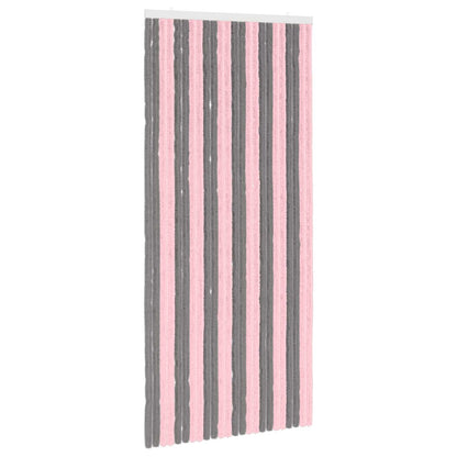 Insect Curtain Chenille Silver Grey and Pink 100 x 220 cm