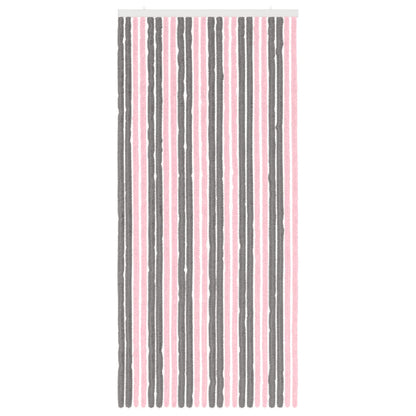 Insect Curtain Chenille Silver Grey and Pink 100 x 220 cm