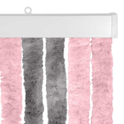 Insect Curtain Chenille Silver Grey and Pink 100 x 230 cm