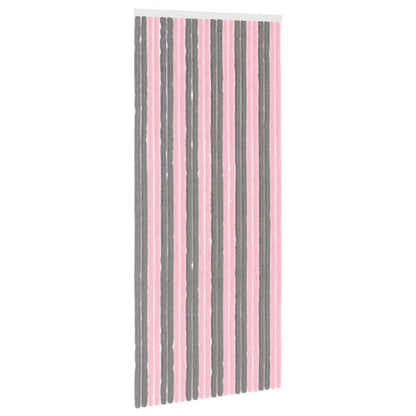 Insect Curtain Chenille Silver Grey and Pink 100 x 230 cm
