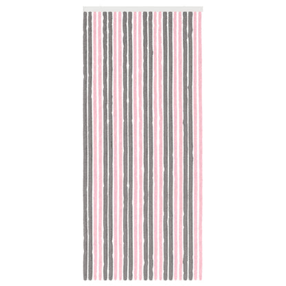 Insect Curtain Chenille Silver Grey and Pink 100 x 230 cm