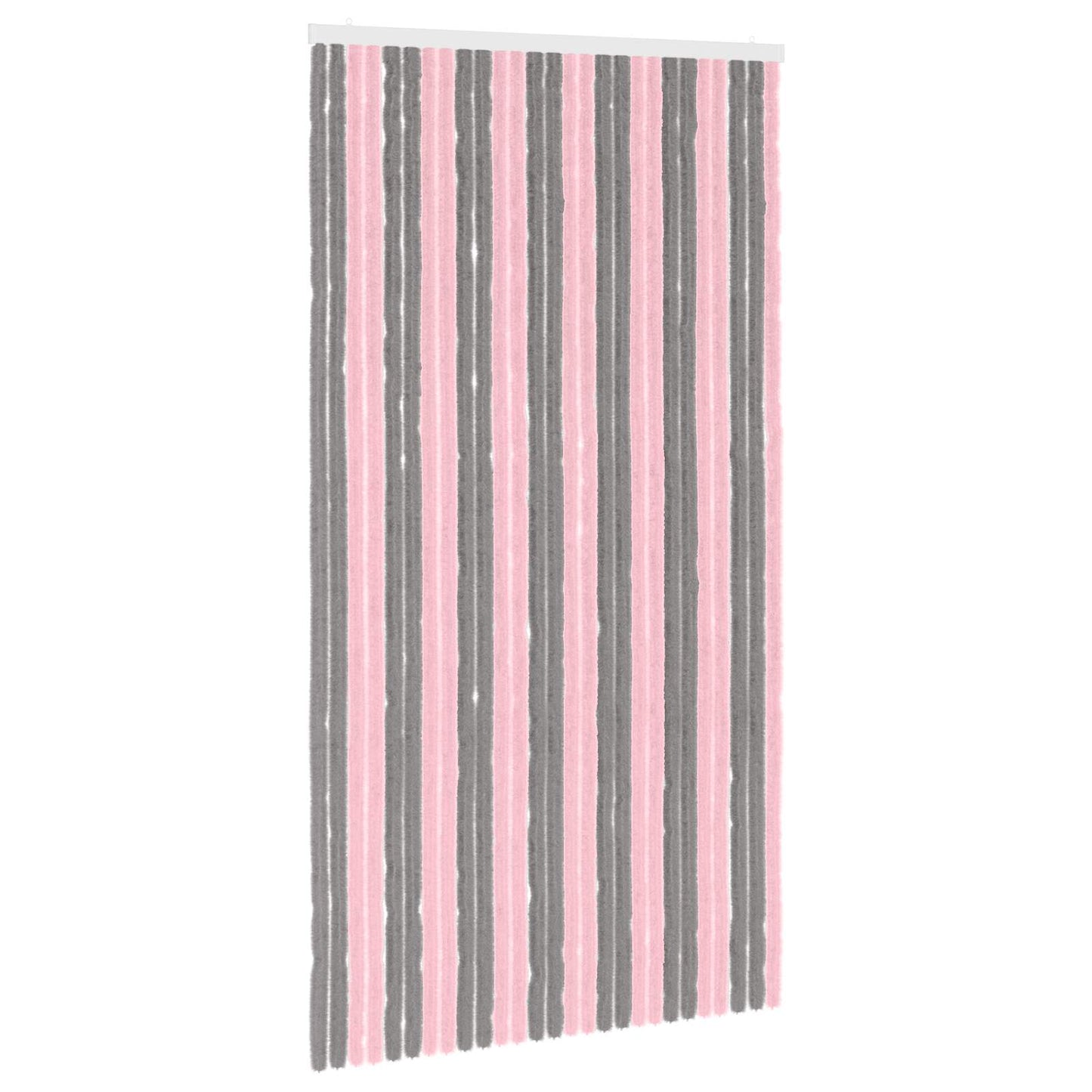 Insect Curtain Chenille Silver Grey and Pink 118 x 220 cm
