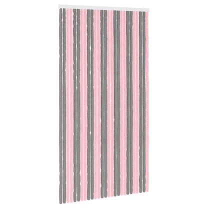 Insect Curtain Chenille Silver Grey and Pink 118 x 220 cm