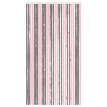 Insect Curtain Chenille Silver Grey and Pink 118 x 220 cm