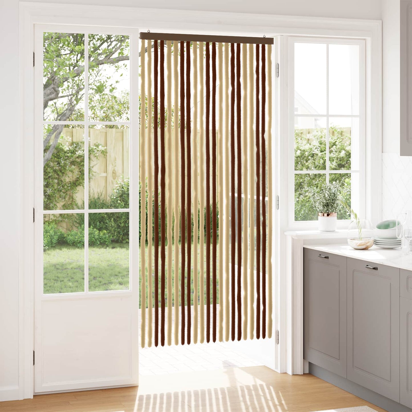 Insect Curtain Chenille Brown and Beige 90 x 200 cm 100% PP