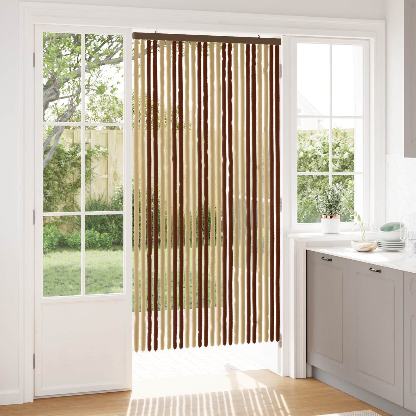Insect Curtain Chenille Brown and Beige 100 x 200 cm 100% PP