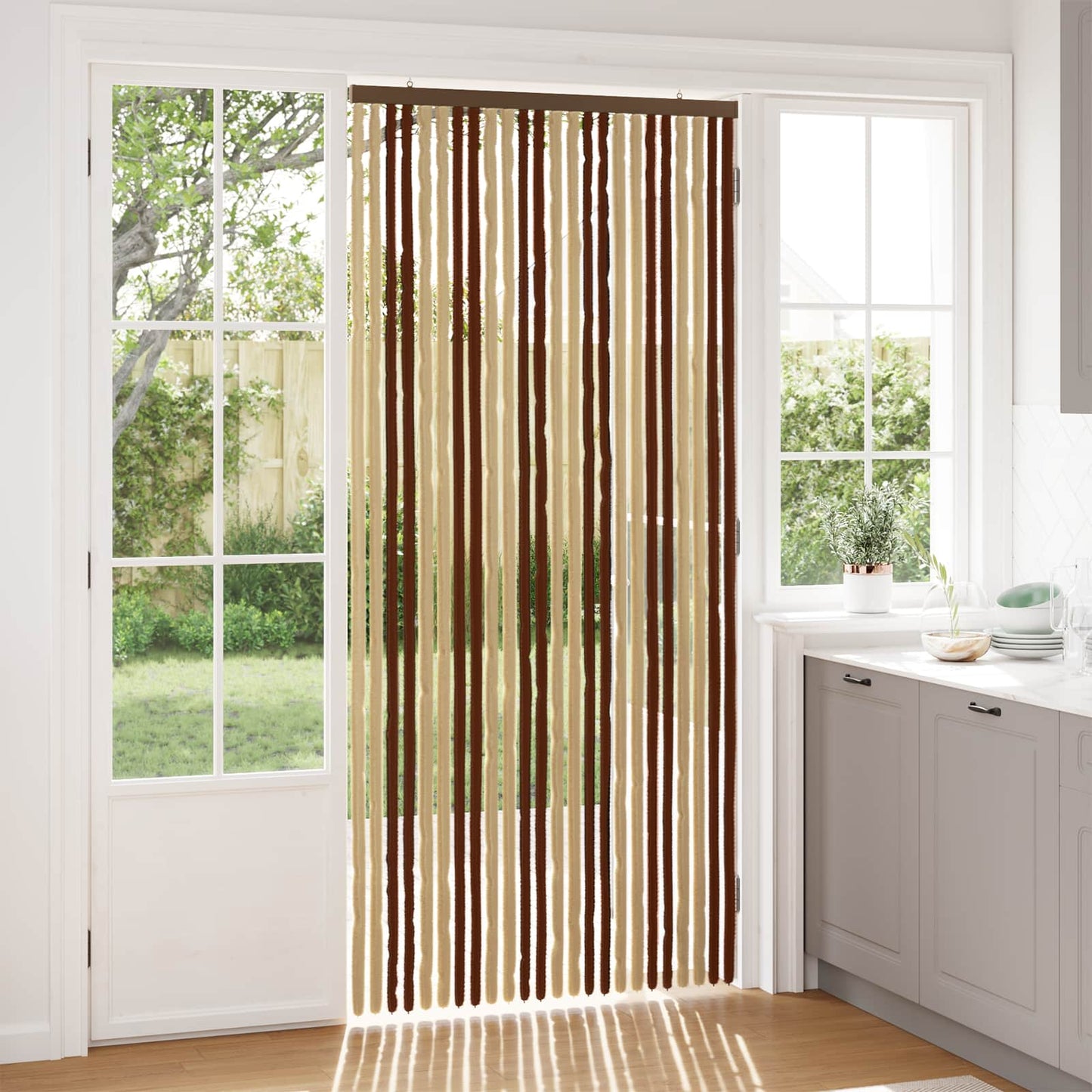 Insect Curtain Chenille Brown and Beige 100 x 220 cm 100% PP