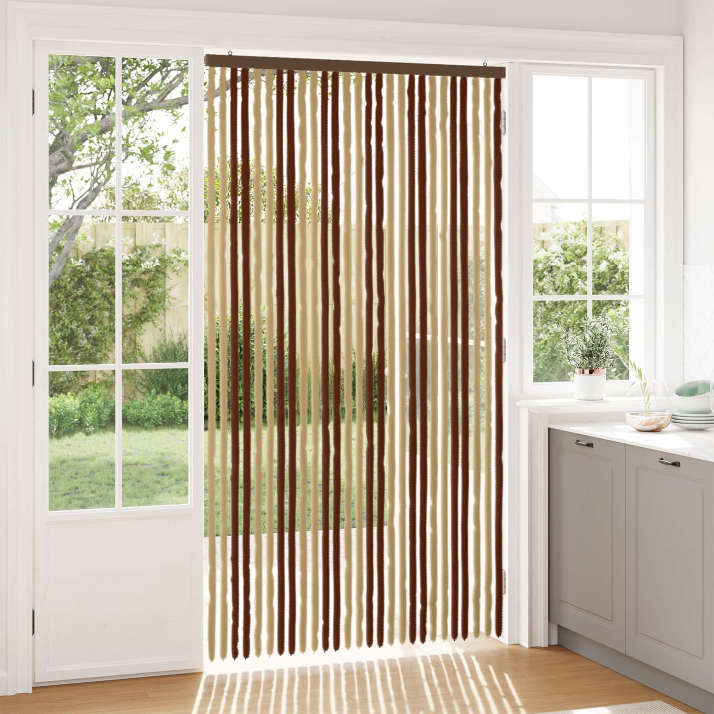 Insect Curtain Chenille Brown and Beige 118 x 220 cm 100% PP