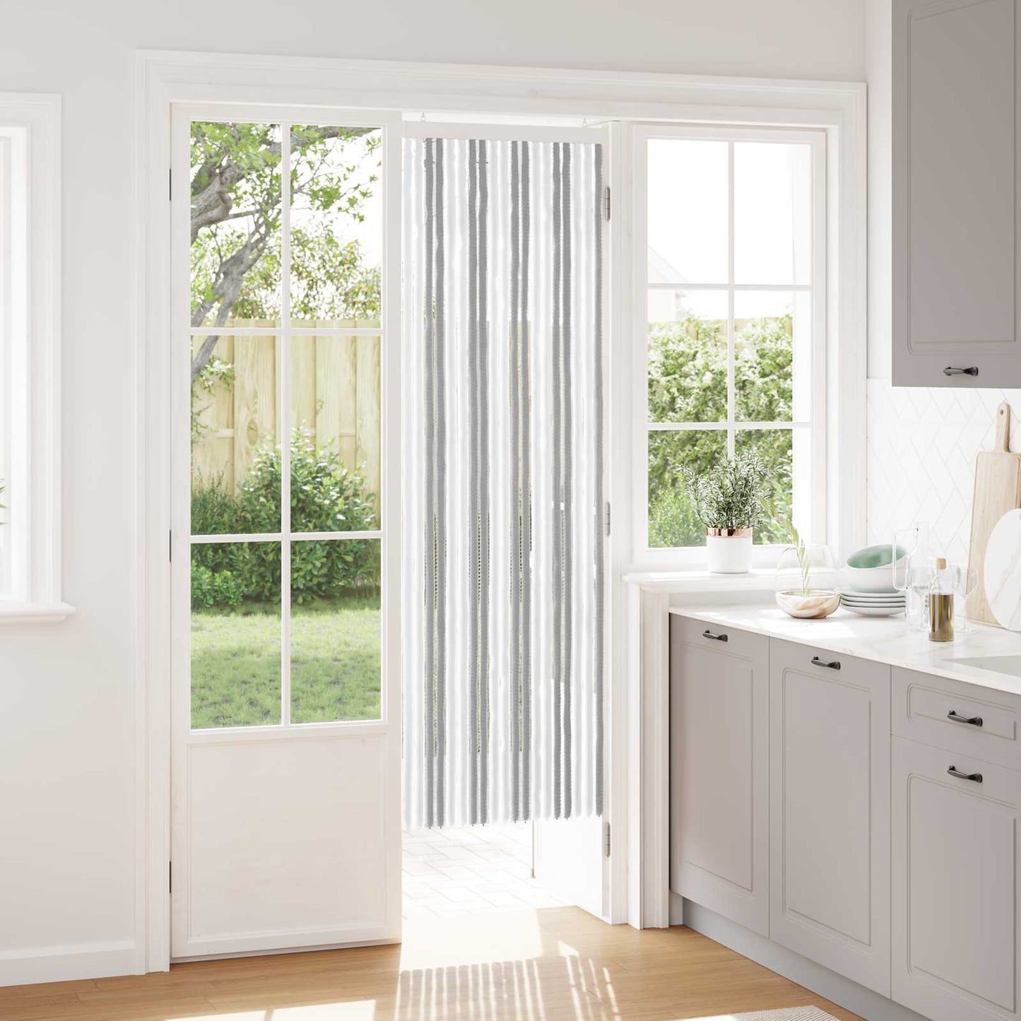 Insect Curtain Chenille Grey and White 56 x 185 cm 100% PP