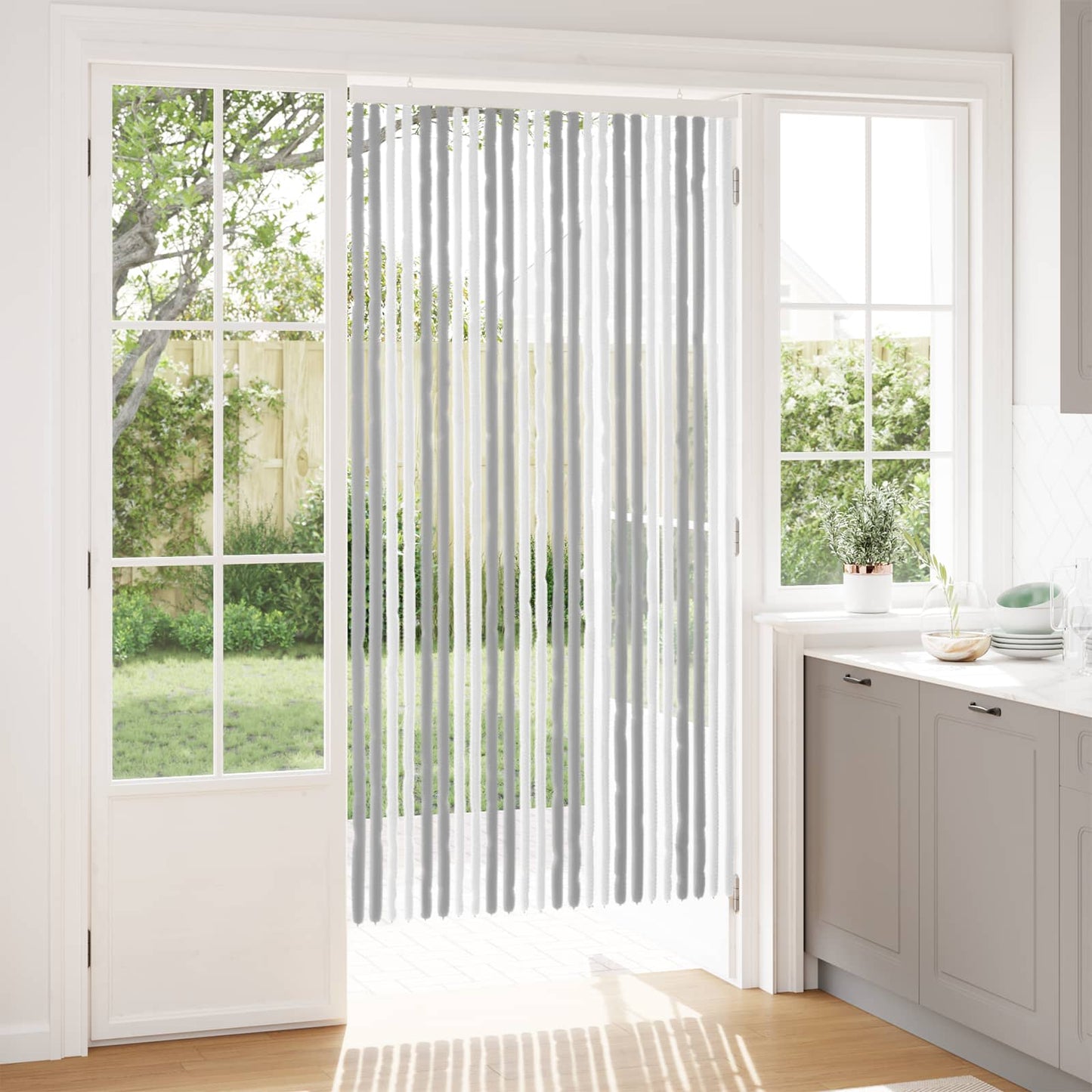 Insect Curtain Chenille Grey and White 100 x 200 cm 100% PP