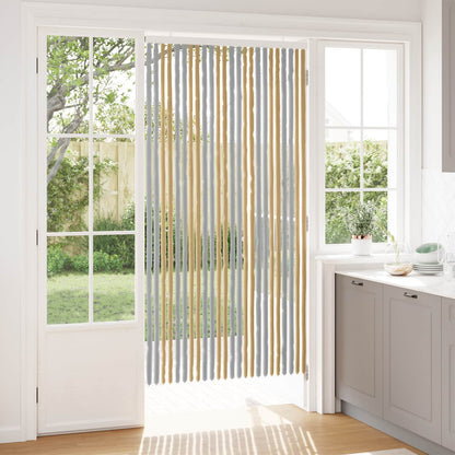 Insect Curtain Chenille Grey and Beige 100 x 200 cm 100% PP