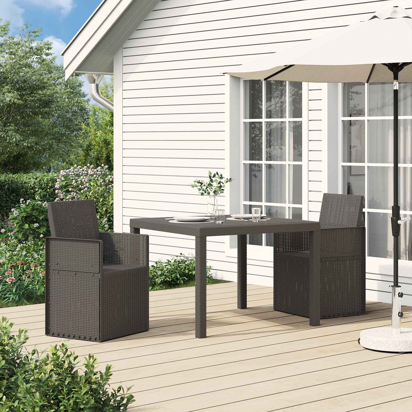 Garden Dining Chairs 2 pcs Light Grey PP