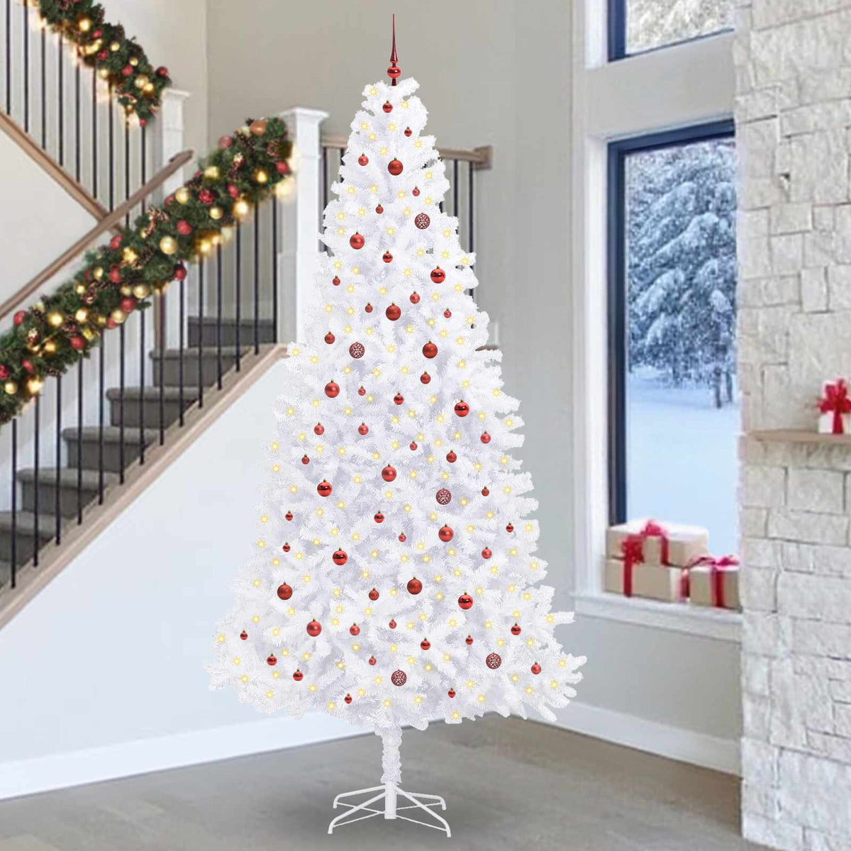 Artificial Christmas Tree with Stand White 300 cm PVC and Steel