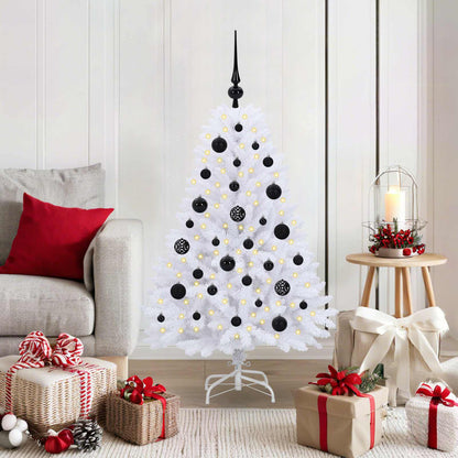 Artificial Hinged Christmas Tree White 120 cm PVC and Steel
