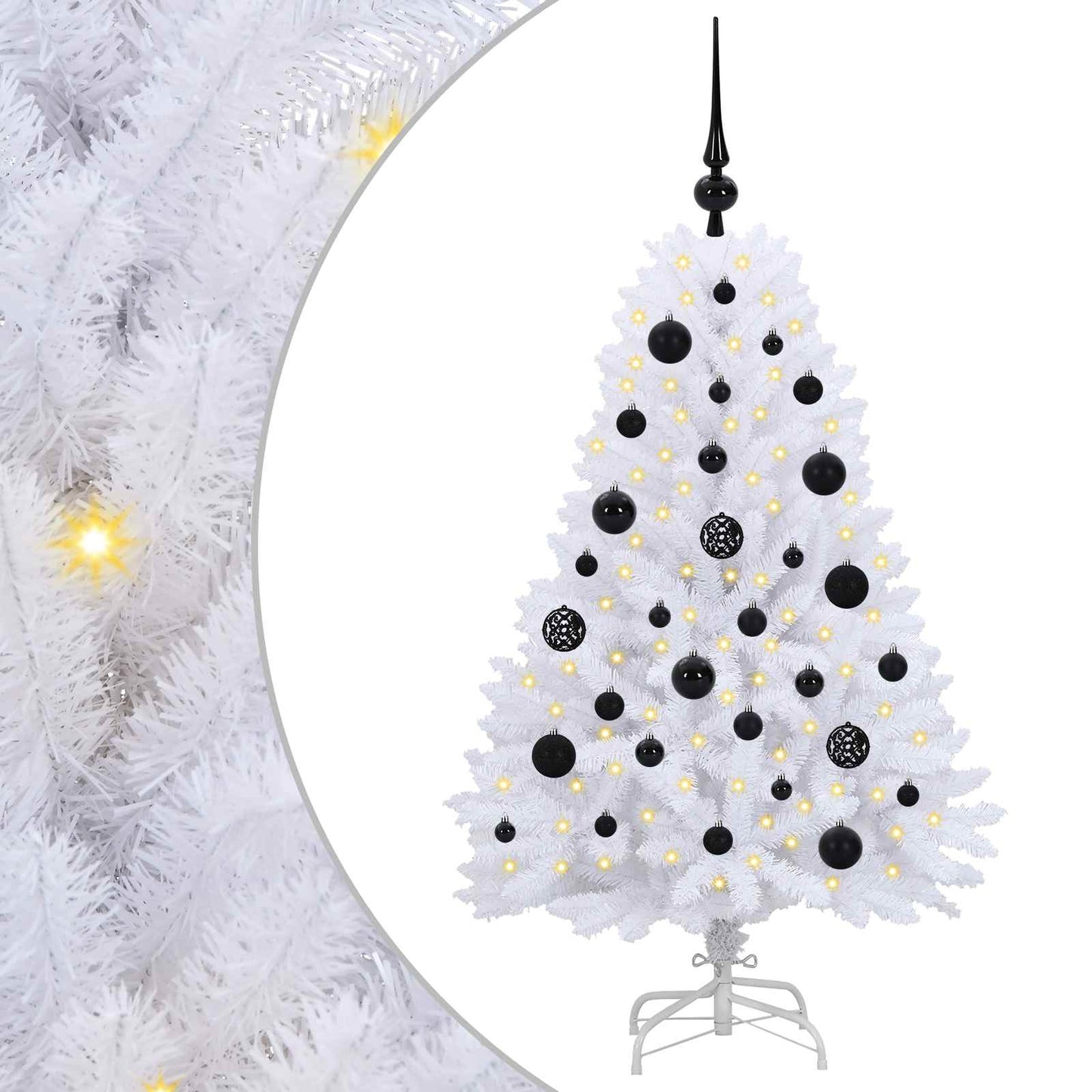 Artificial Hinged Christmas Tree White 120 cm PVC and Steel