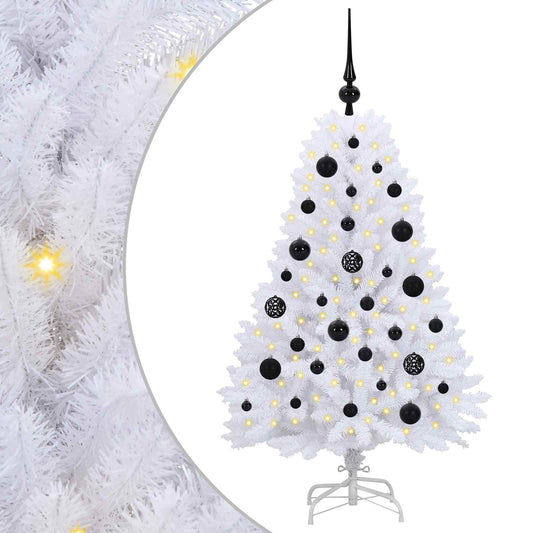 Artificial Hinged Christmas Tree White 120 cm PVC and Steel