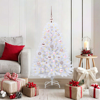 Artificial Hinged Christmas Tree White 120 cm PVC and Steel