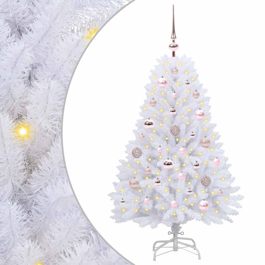 Artificial Hinged Christmas Tree White 120 cm PVC and Steel