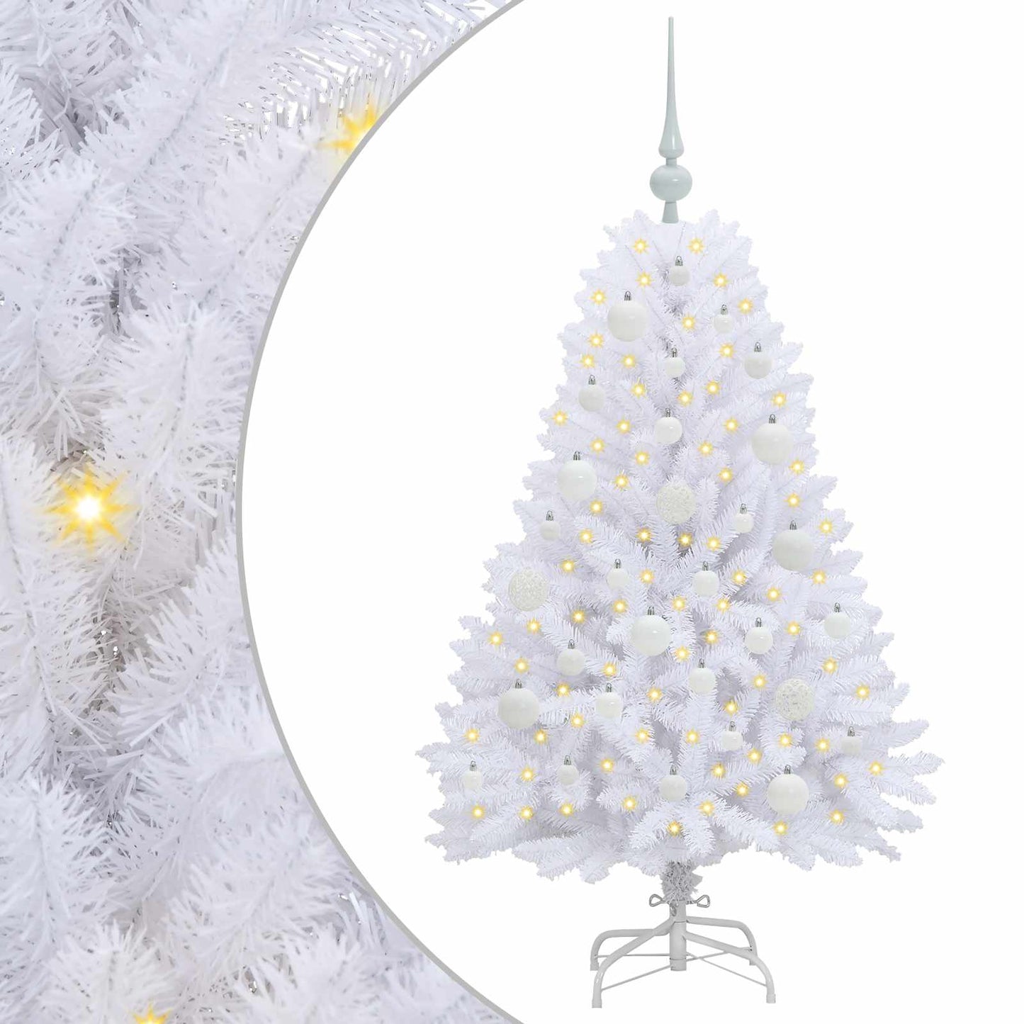 Artificial Hinged Christmas Tree White 120 cm PVC and Steel