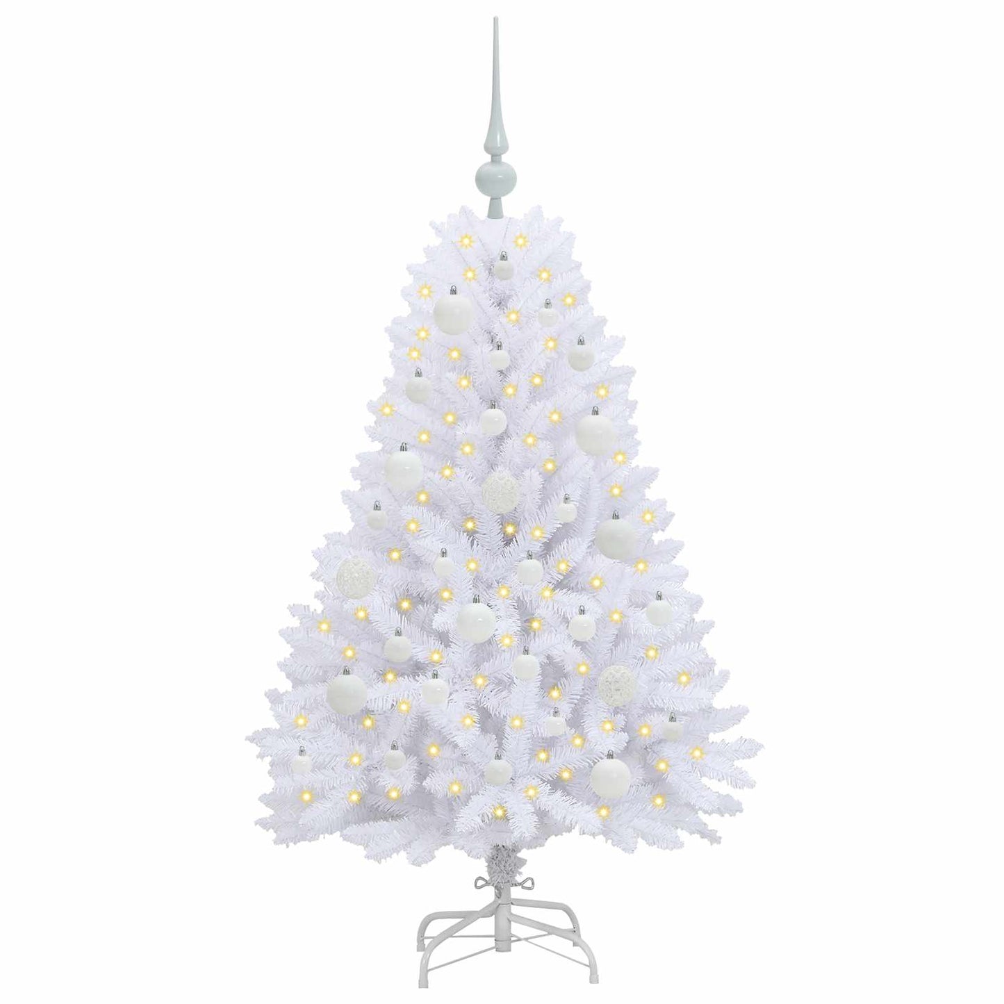 Artificial Hinged Christmas Tree White 120 cm PVC and Steel