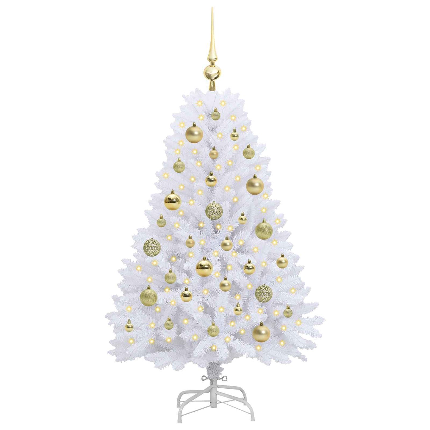 Artificial Hinged Christmas Tree White 120 cm PVC and Steel