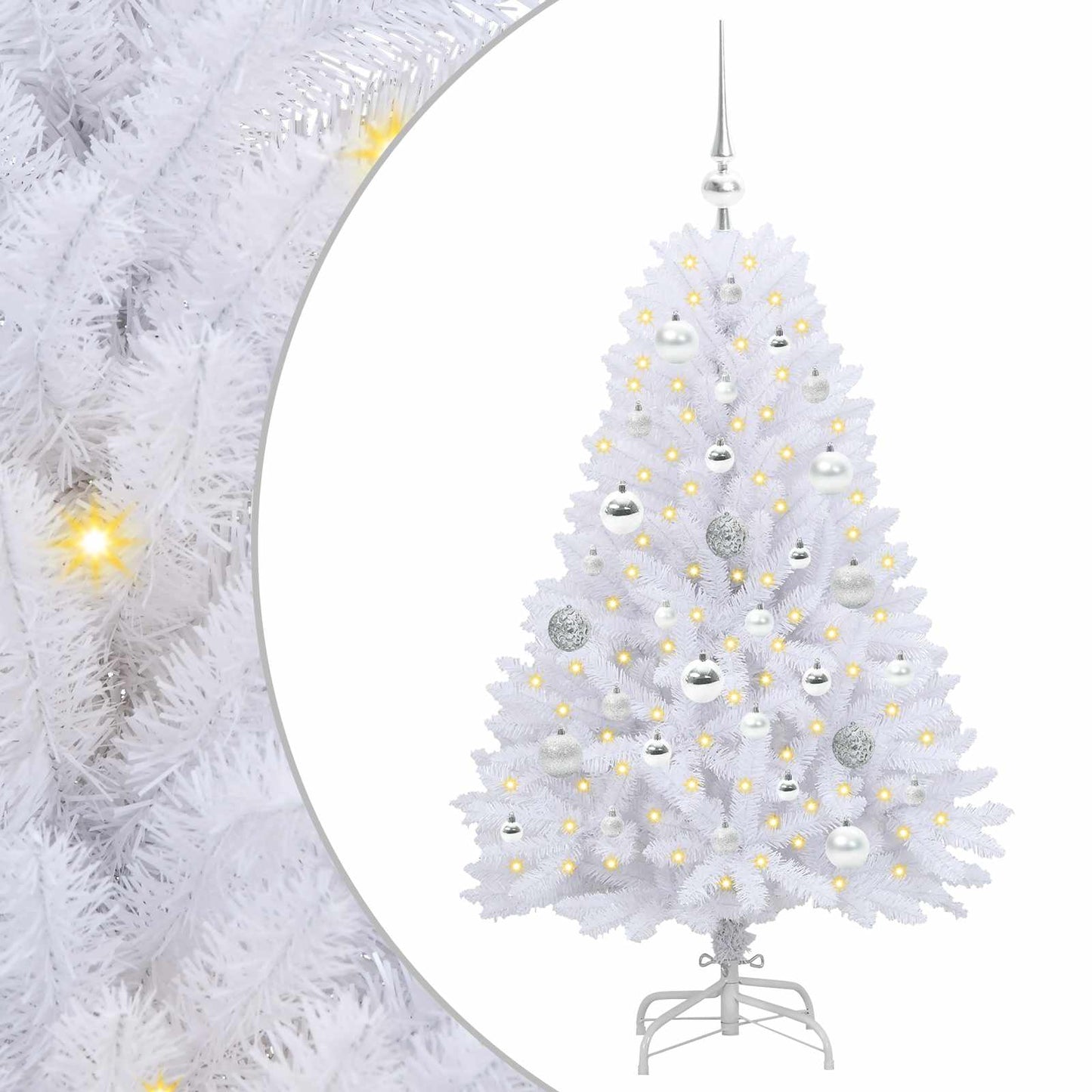 Artificial Hinged Christmas Tree White 120 cm PVC and Steel