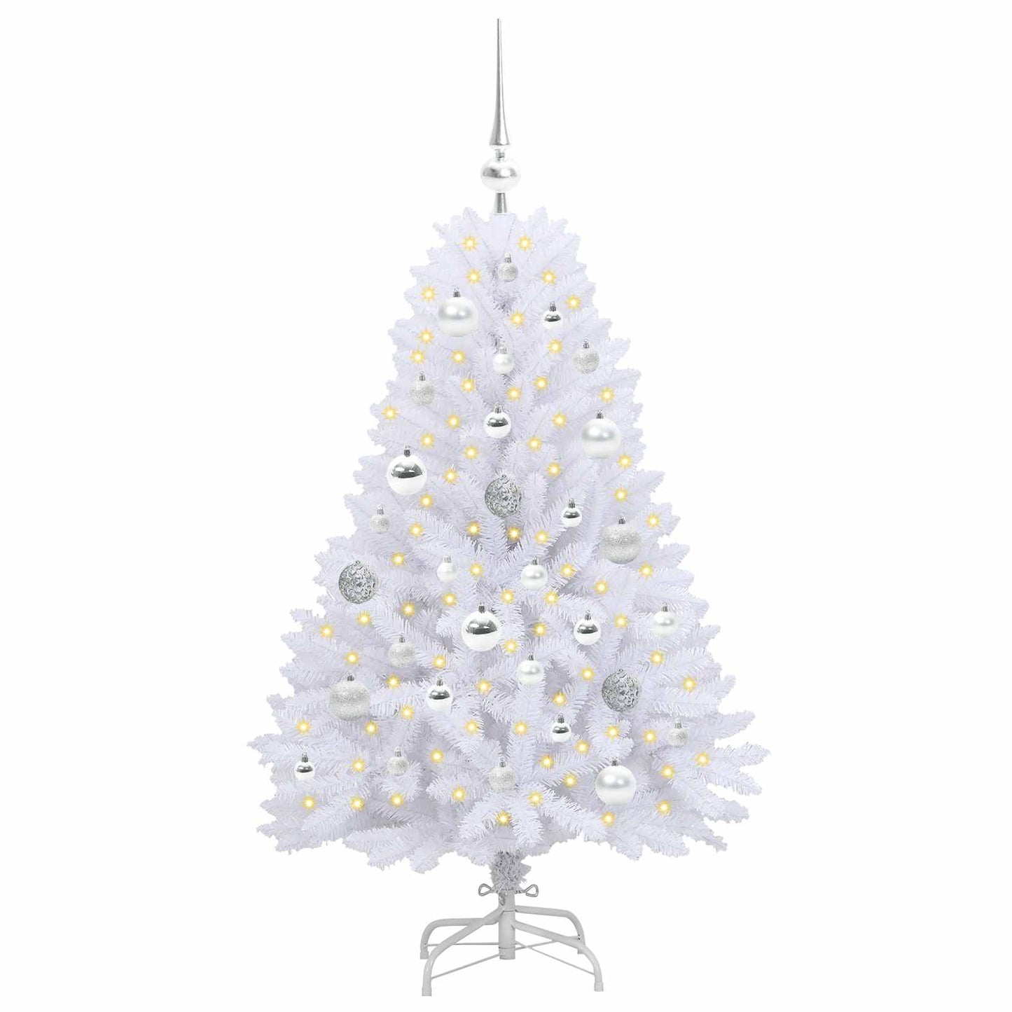 Artificial Hinged Christmas Tree White 120 cm PVC and Steel