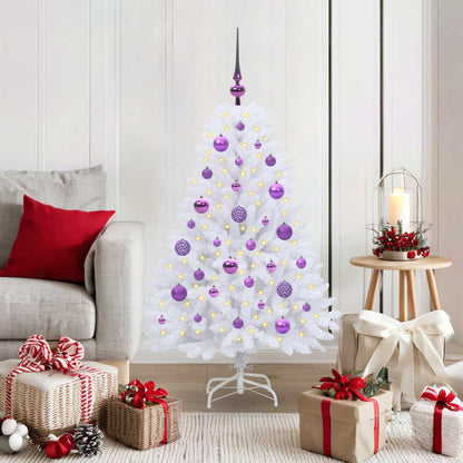 Artificial Hinged Christmas Tree White 120 cm PVC and Steel