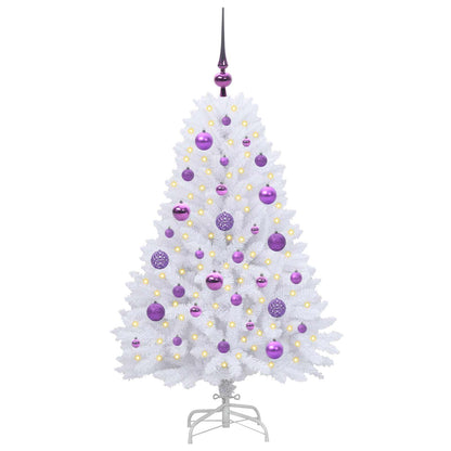 Artificial Hinged Christmas Tree White 120 cm PVC and Steel