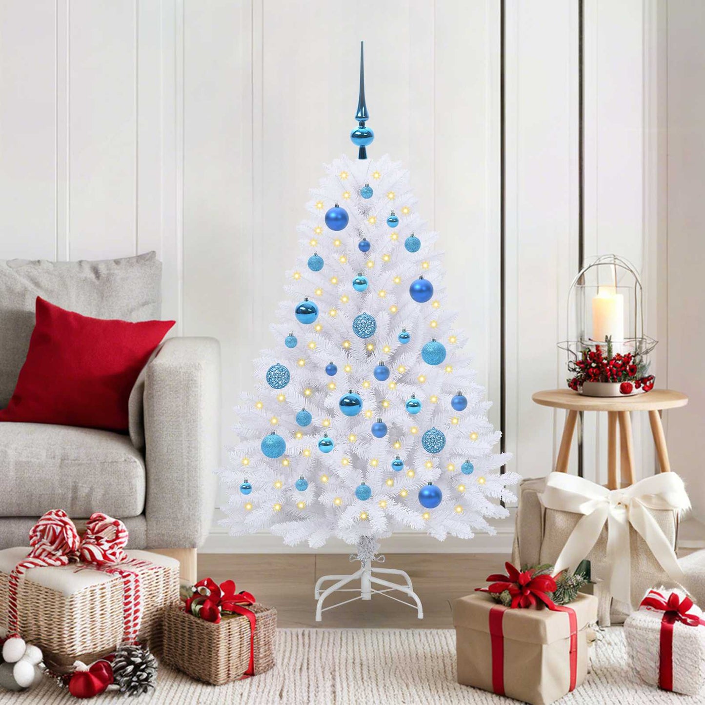 Artificial Hinged Christmas Tree White 120 cm PVC and Steel