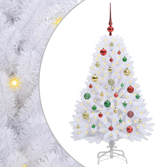 Artificial Hinged Christmas Tree White 120 cm PVC and Steel