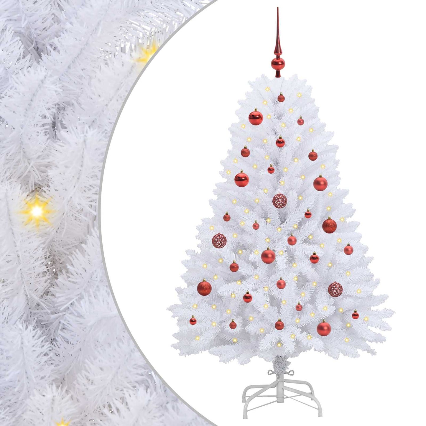 Artificial Hinged Christmas Tree White 150 cm PVC and Steel