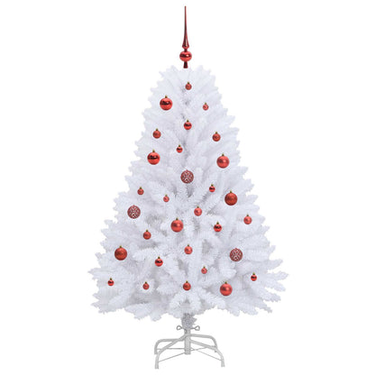 Artificial Hinged Christmas Tree White 150 cm PVC and Steel