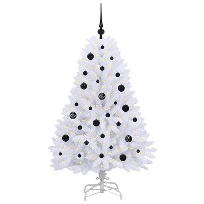 Artificial Hinged Christmas Tree White 150 cm PVC and Steel