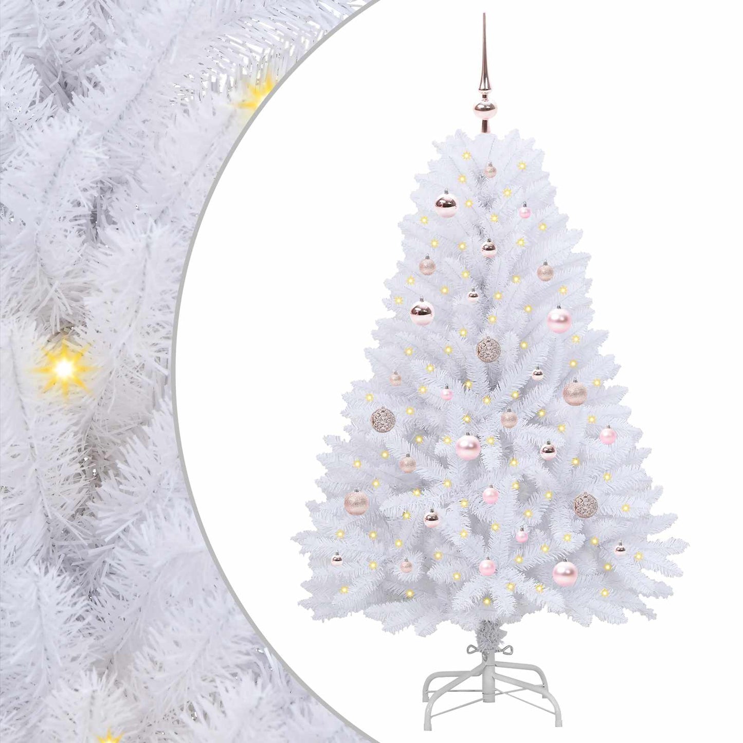 Artificial Hinged Christmas Tree White 150 cm PVC and Steel