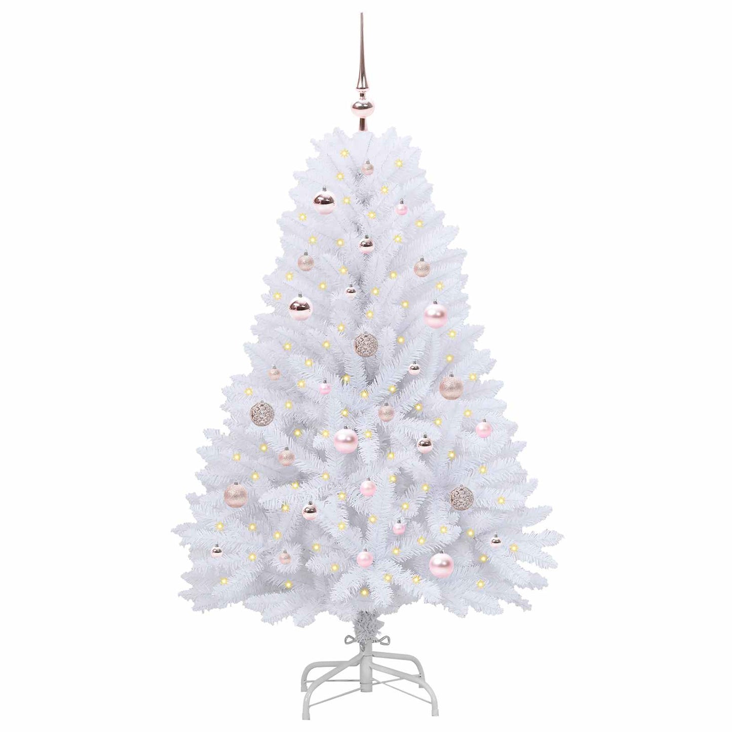 Artificial Hinged Christmas Tree White 150 cm PVC and Steel